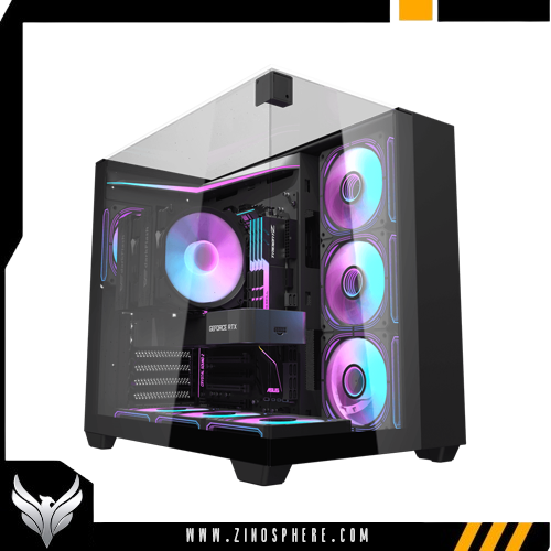 FEWFSDFSDFWQQE TH285M 3 SIDE TEMPERED GLASS M-ATX PC CASE BLACK - Image 1